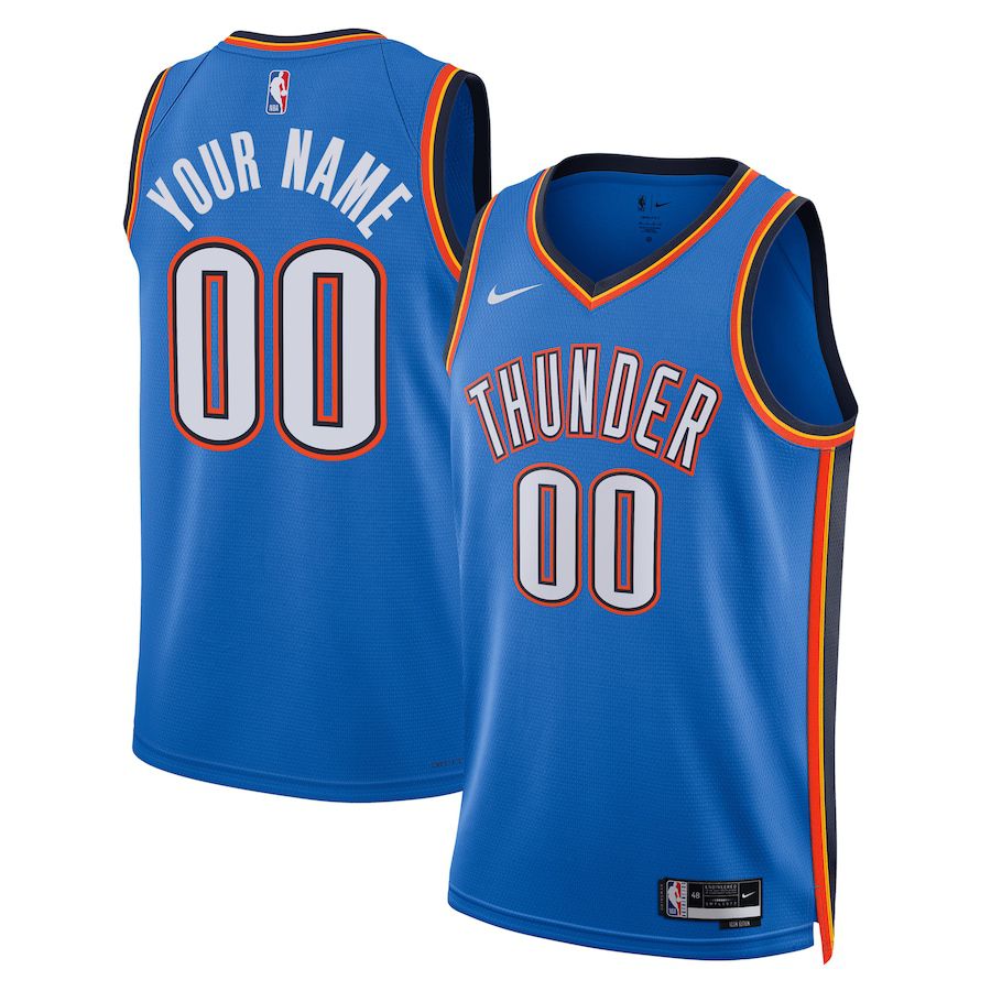 Men Oklahoma City Thunder Nike Blue Icon Edition 2022-23 Swingman Custom NBA Jersey